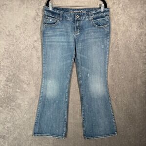 American Eagle Mid Rise Favorite Boyfriend Jeans Womens Size 12 Short Blue Denim